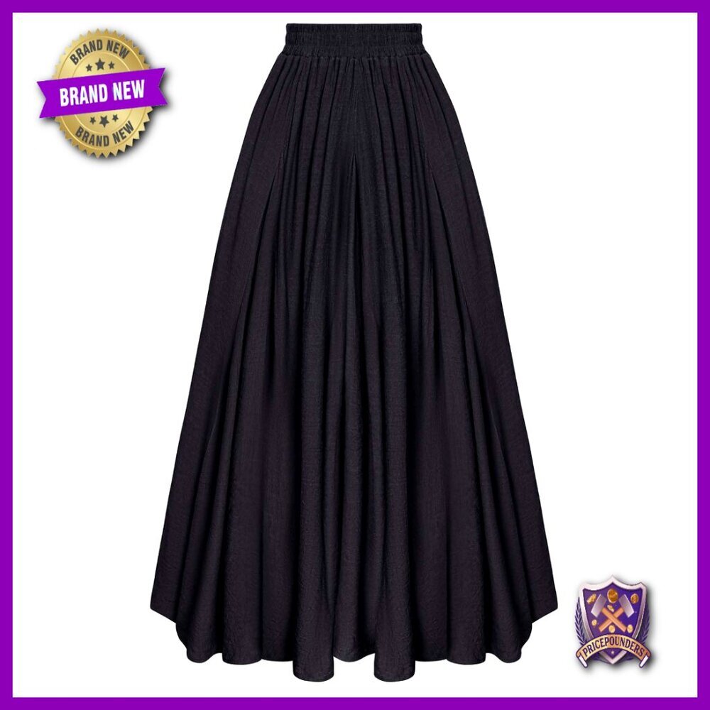 Maxi Skirt with Pockets, Flowy Boho Renaissance, Rayon Blend